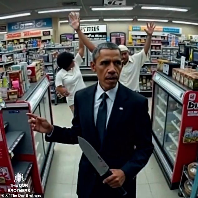 The deepfake clip also showed former President Barack Obama holding a large knife in a supermarket