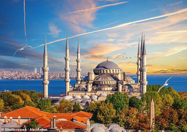 The Blue Mosque can be seen here and is 'magnificent as an example of the most grandiose Ottoman imperial architecture', says Rob