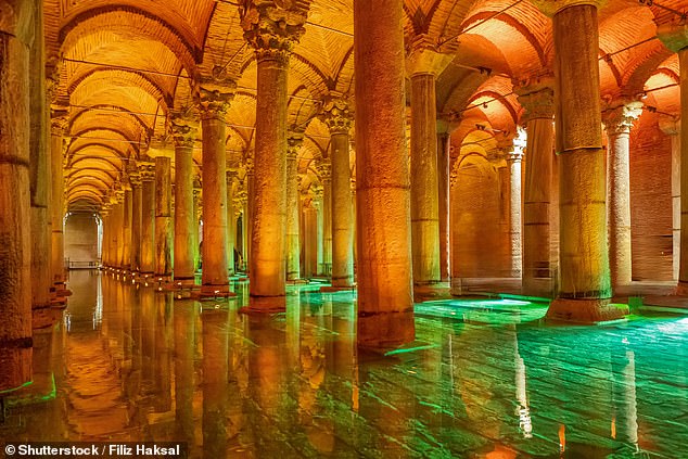 Basilica Cistern (above) featured in the James Bond film From Russia with Love - now visitors can explore it via walkways that run over its 336 columns