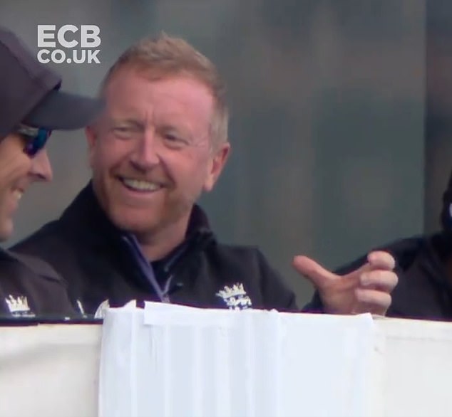 England manager Paul Collingwood was watched in disbelief as he re-enacted the footage