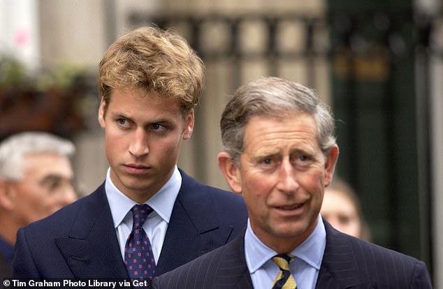 The 19-year-old prince with his father, Prince Charles, during a visit to a training centre in Glasgow shortly before he started university in 2001.