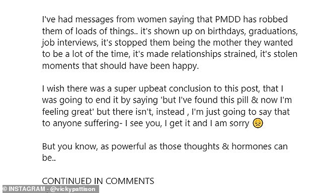 Vicky explained to her 5.5 million followers what it's like to live with PMDD