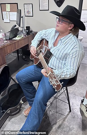 Fans loved the photos of the teen playing the guitar. 'What a handsome cowboy who looks right at home with that guitar! Zuma has gone country! Happy birthday!' wrote one fan