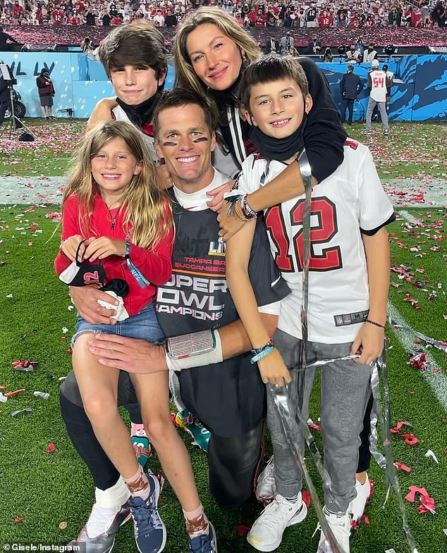 Tom and Gisele married in 2009 and had two more children: Benjamin, 14, and Vivian, 11, who are pictured with Jack and their parents.