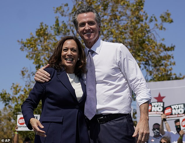 “We've had a very open process, a very inclusive process,” Newsom appeared to joke about Harris' nomination.