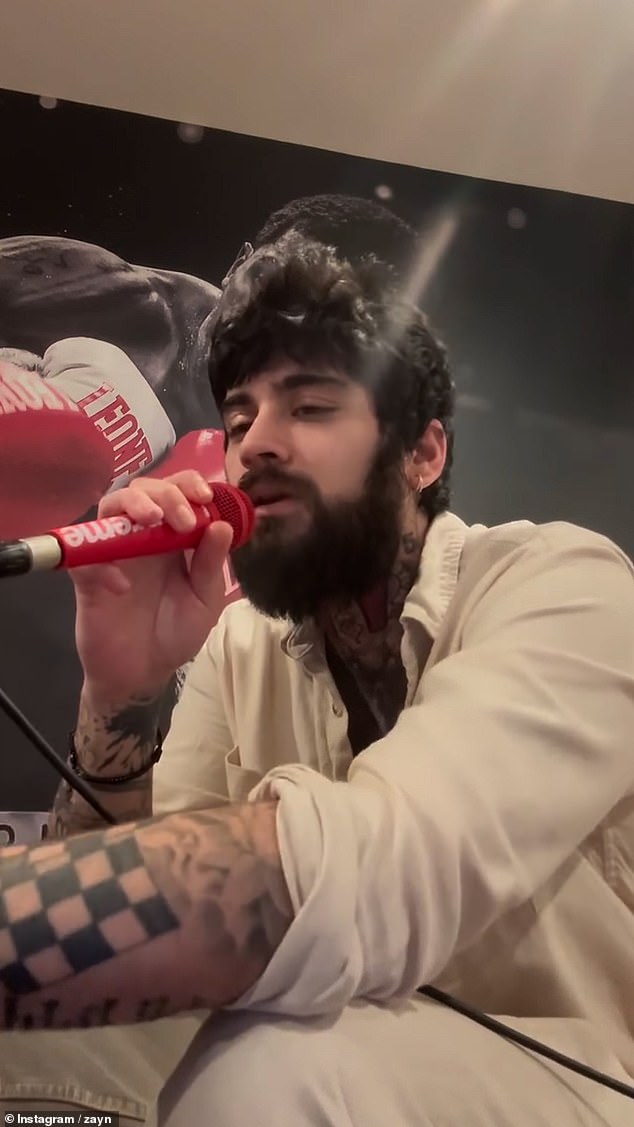 The Pillowtalk hitmaker grabbed a red microphone in the video so he could sing an acapella version of his song Shoot At Will