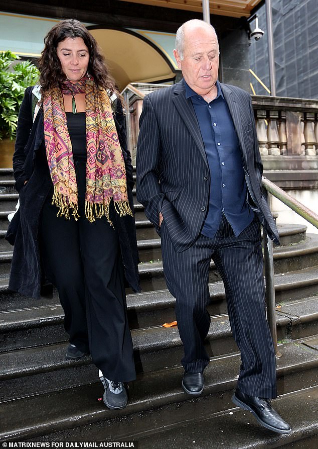 Todd Hogan, the son of Crocodile Dundee star Paul Hogan, and his daughter Lara leave Downing Centre courts after coming to Jake's aid and securing his release from prison