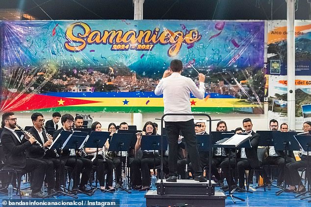 Colombia's National Symphony Orchestra performed at the provincial music gathering on Thursday after a motorcycle bombing injured three people, including double bassist Jorge Prada