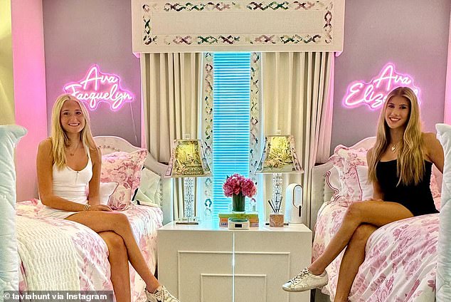 Dorm rooms have a reputation for being cramped and drab, but Chiefs owner Clark Hunt's 18-year-old daughter Ava has transformed her room into a pink paradise, complete with lavish decor and floral accents.