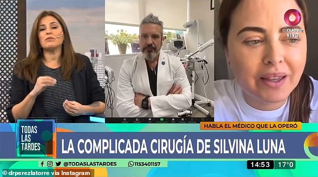 Latorre operated on Silvina Luna, who appeared next to Latorre in this interview with Todas las Tardes, a few weeks before her death