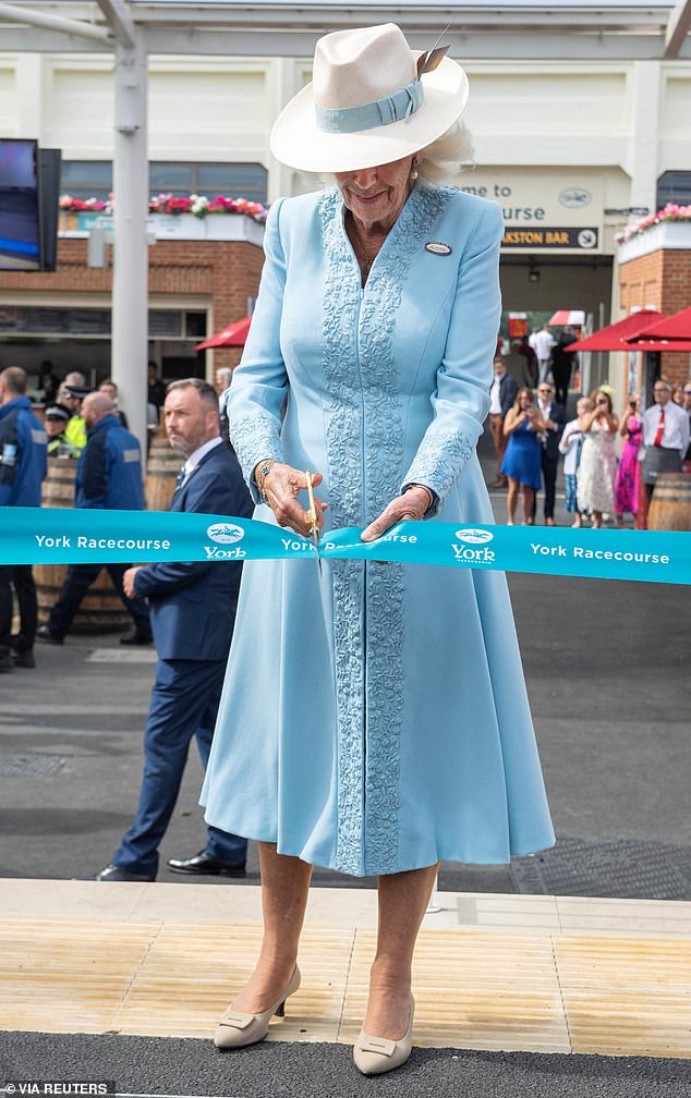 During her visit today, Camilla opened the Bustardthorpe Stand, which has been designed to enhance the racegoer experience and features rainwater harvesting tanks, solar panels and a green roof