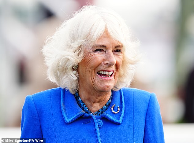 Pictured: Queen Camilla made a surprise appearance at the Ebor Festival at York Racecourse yesterday