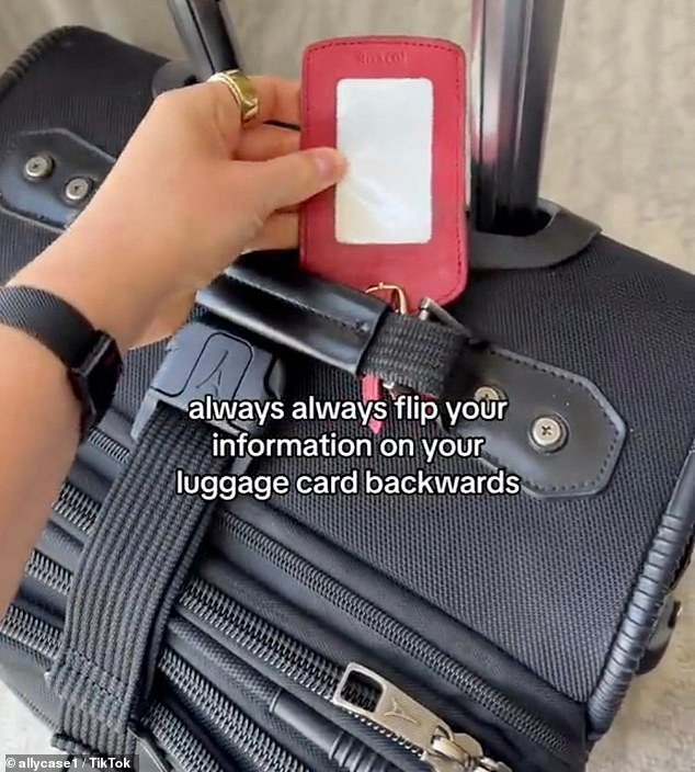 In another tip video, Case advised turning luggage tags over to protect personal information