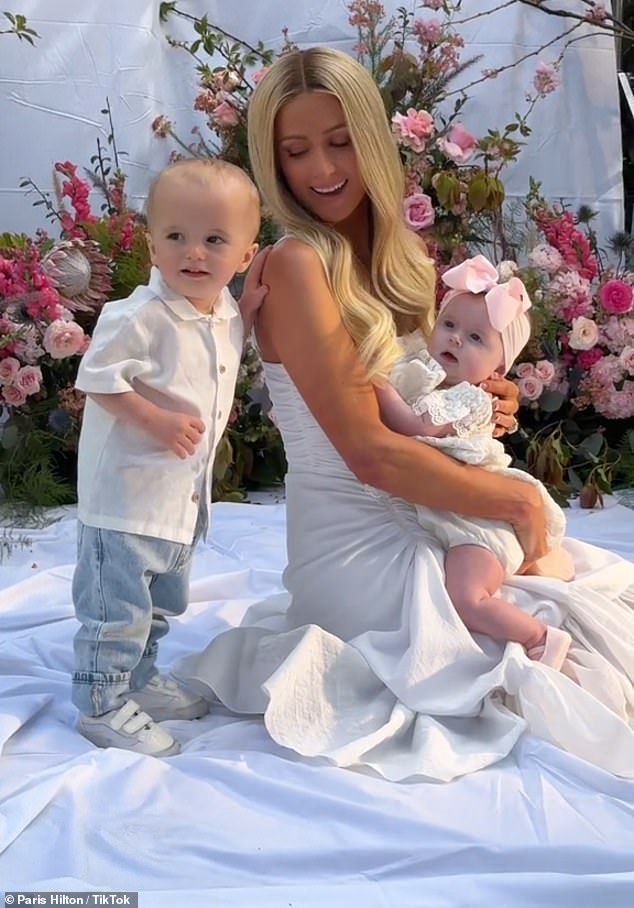 The 43-year-old heiress and her businessman husband Carter Reum welcomed their son Phoenix, one, and daughter London, nine months, via surrogacy