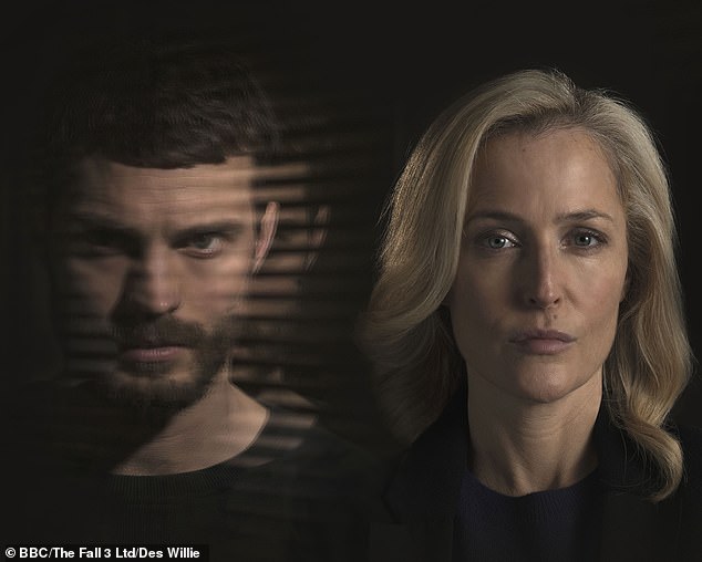 Gillian, who has compiled a book about women's sexual fantasies, said her role as DS Stella Gibson in The Fall helped her discover her own sexual power in her forties (pictured with Jamie Dornan's character Paul Spector)