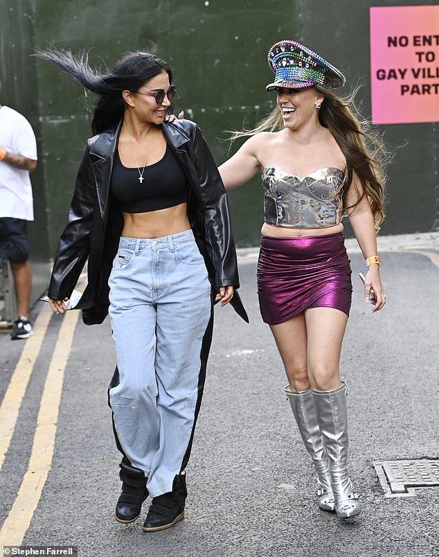 The N Dubz star, who attended the UK's biggest LGBTQ+ party to support her best friend Michelle McKenna (pictured), wore her raven locks loose and wore a touch of makeup