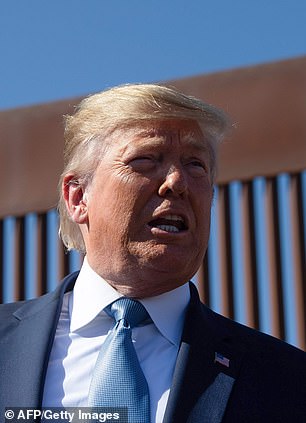 Trump stands in front of a similar-looking section of the wall in Otay Mesa, California, on September 18, 2019