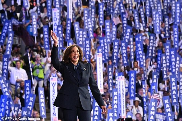 A boisterous crowd welcomed the current vice president as she took the stage