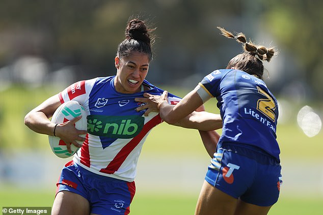 When the action finally got going, Newcastle made short work of the Eels (pictured is Knights star Tenika Willison running with the ball)