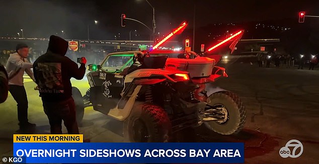 Youths took pictures of the monstrous vehicle while blocking intersections