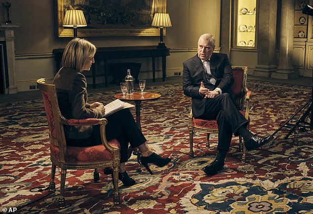 Emily Maitlis during the controversial interview with the Duke of York about his involvement with Jeffrey Epstein