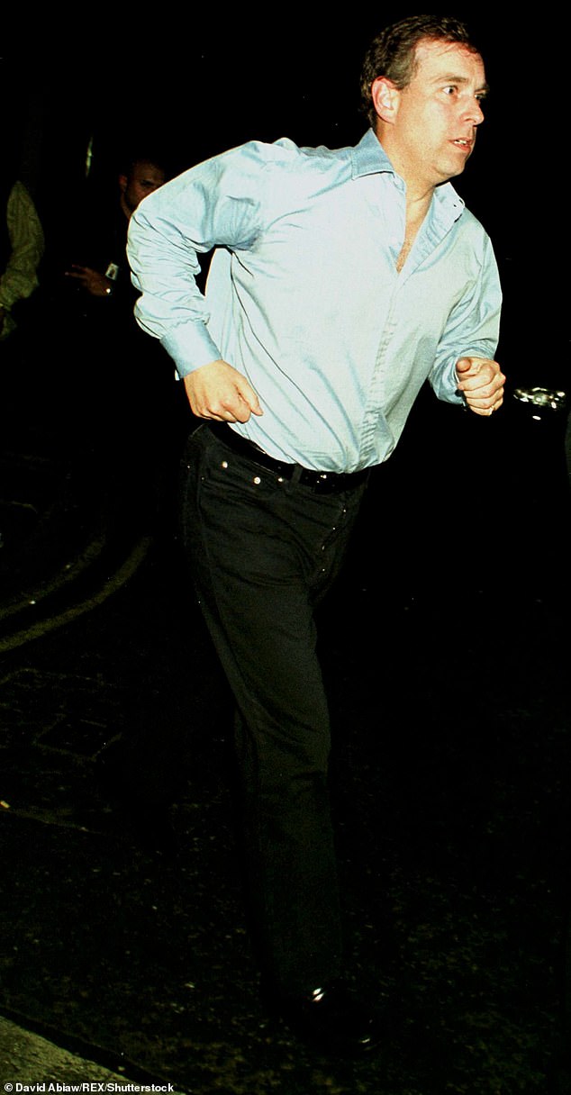 Prince Andrew leaves Chinawhite nightclub in London on July 28, 2000