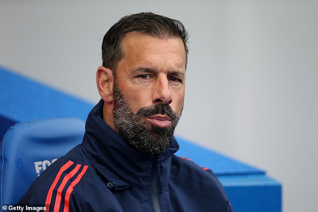 Former goal machine Ruud van Nistelrooy watched Saturday's match from the United dugout