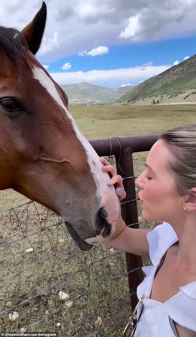 Finally, Cope was seen next to a horse with a picturesque landscape surrounding her, and she also shared other beautiful moments with her little one.