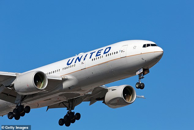 The father booked a United Airlines flight through Booking.com last December so his son's partner could join the family on their American trip. But when an accidental double booking occurred, the father says he was only offered a travel credit (pictured is a United Airlines flight)