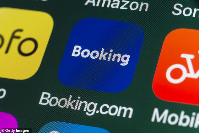 The booking platform Booking.com uses a travel partner for all flights booked on its site (pictured is the booking.com app)