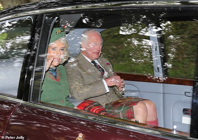 King and Queen Camilla, the Duke and Duchess of Edinburgh, along with their children, were also captured attending the Scottish church.