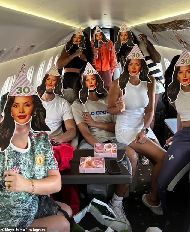 But Maya wasn't about to let the festivities stop and took some friends on a luxury trip to Ibiza in a private jet.