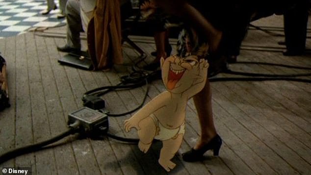 In an early version of Who Framed Roger Rabbit?, baby Herman is seen walking up a woman's skirt and briefly pointing his finger at her underwear