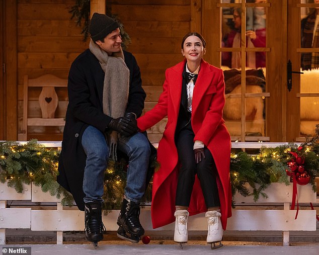 As for Emily and her on-again, off-again relationship with Lucas Bravo's Gabriel, a photo of the duo walking hand-in-hand at the side of an ice rink during the Christmas season suggests the fire between the two lovers is burning bright.