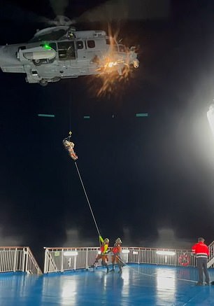 Pictured: The dramatic rescue operation in the middle of the Atlantic Ocean