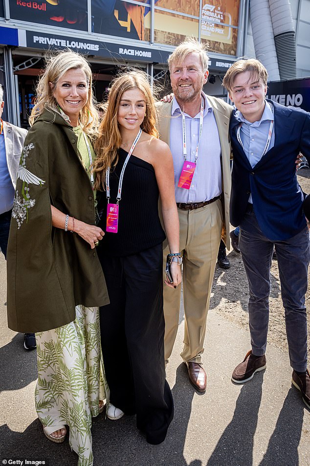 Princess Alexia beamed as she posed for photos at the event with her parents and also with her cousin, Count Claus