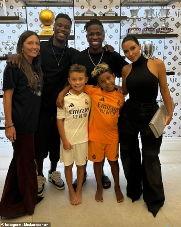 Kardashian, Saint and a friend also posed with Vinicius and Eduardo Camavinga a day earlier