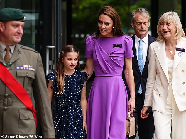 The bag goes well with Kate's often brightly colored dresses, and its appearance at Wimbledon - which she attended with Princess Charlotte - was far from coincidental