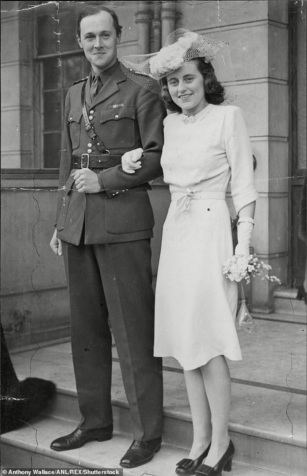 Kennedy was named after her great-uncle, Kathleen Agnes 'Kick' Kennedy, who shocked her Irish Catholic family and married the Protestant William Cavendish, the Marquess of Hartington in 1944 (pictured in London in May 1944)