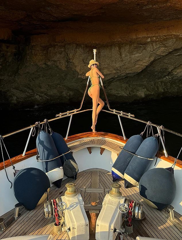 In early August, the supermodel enjoyed a European getaway, sharing a number of snaps from her adventures, including a few of her soaking up the sun on a yacht in Ibiza