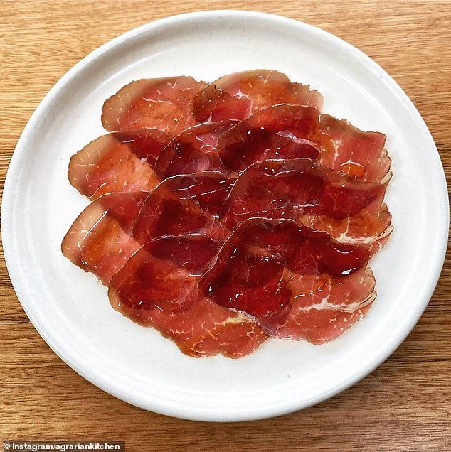 Bresaola made from a three-year-old Dexter X Scottish Highlander from Plenty Provisions is one of the simple and 'wonderful' dishes that visitors to the restaurant call the 'most memorable meal' of their lives