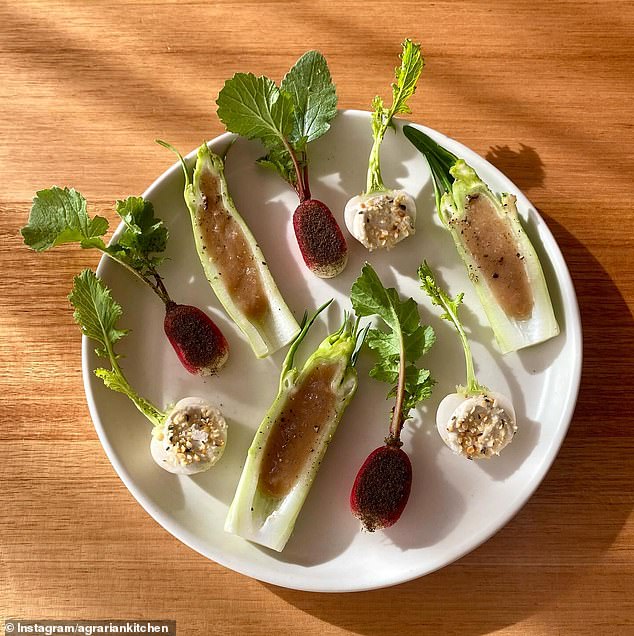 French breakfast radish and burnt leek, Tokyo turnip and hemp seed and puntarelle and celeriac miso is one of the dishes that distinguishes the culinary attitude of TAS