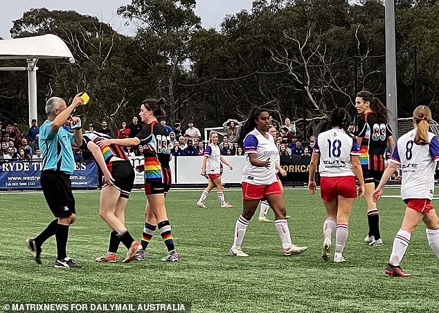 One of the Flying Bats players was shown a yellow card in their thrilling final victory over West Pennant Hills Cherrybrook Football Club