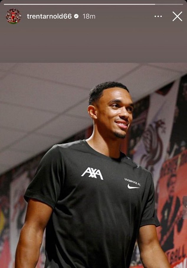 Alexander-Arnold posted a photo of himself smiling to suggest there is no problem