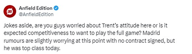 1724646960 326 Liverpool fans fear Trent Alexander Arnold has ALREADY fallen out with