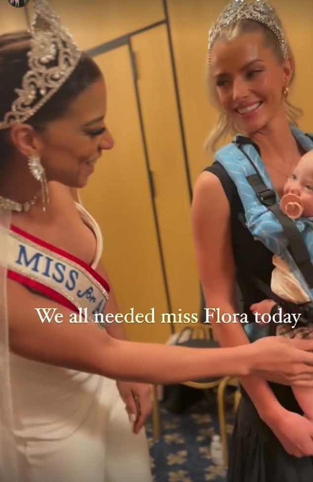 She introduced her youngest child Flora to another glamorous contestant