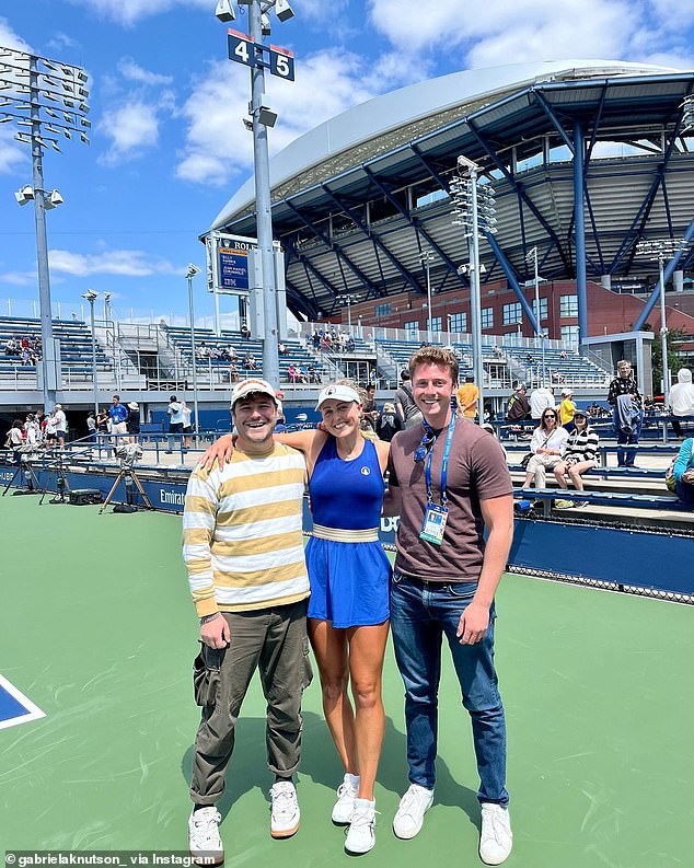 Knutson and two of her friends after her qualifying match at the US Open on August 20