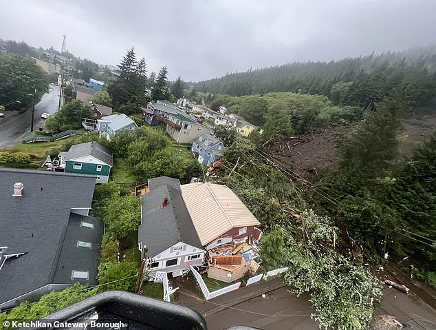 Several homes, businesses and roads were destroyed when rocks and debris fell from a hillside around 4 p.m. Sunday