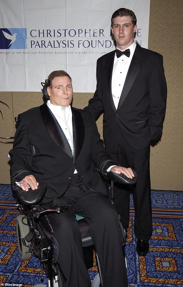 Reeve dedicated his time to raising awareness and money for people with paralysis. He founded the Christopher & Dana Reeve Foundation, which aims to cure spinal cord injuries by advancing innovative research and improving the quality of life for individuals and families affected by paralysis (pictured with Matthew in 2002)