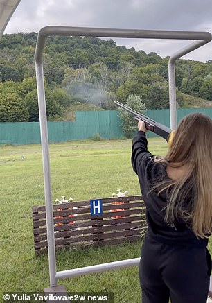 Yulia shared a video showing her and Durov shooting at targets at a shooting range